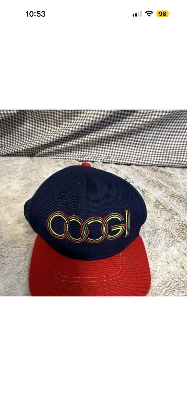 COOGI Fitted Baseball Cap with Embroidered Logo, Navy and Red